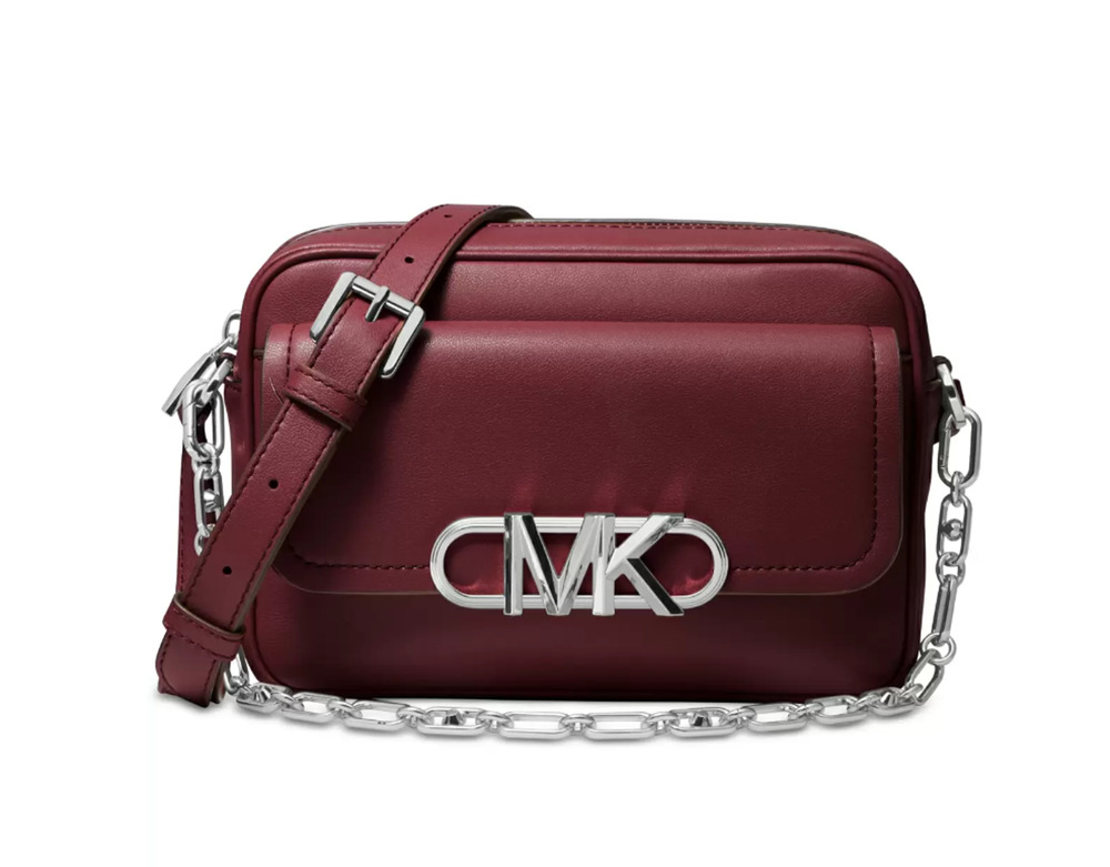 Michael Michael Kors Leather Parker Chain Swag Camera Crossbody Purple 220159